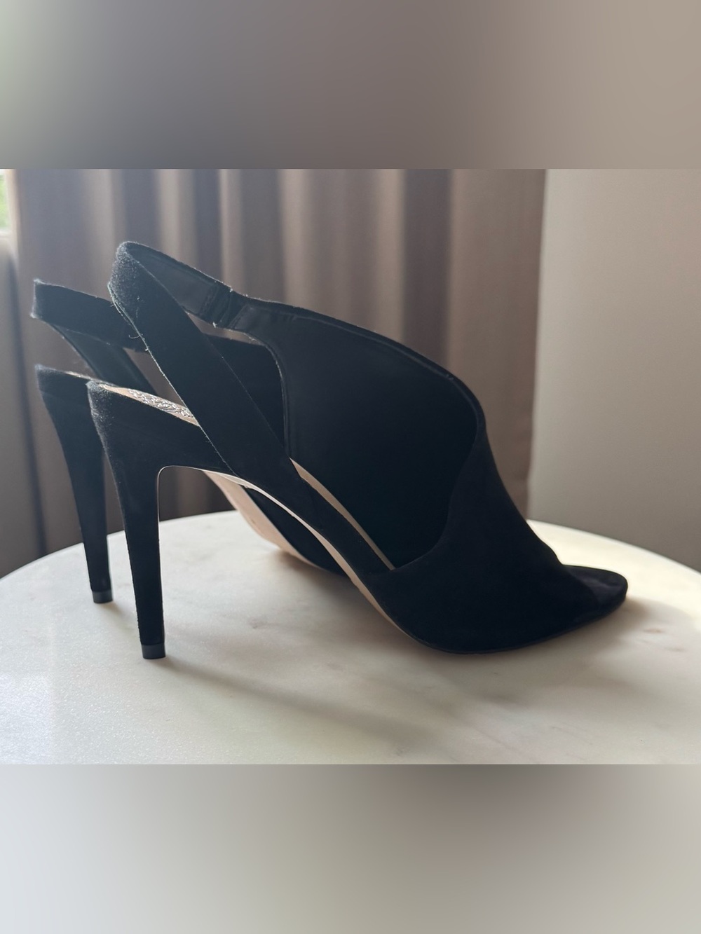 Vince Camuto Crasantha Black Suede Open-Toe Slingback Mules - Picture 4 of 11